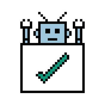 Cartoon of robot robotic AI chat bot concept 8 bit art technology. vector