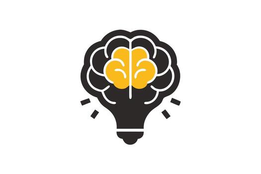 Brilliant Idea A Glowing Brain in Lightbulb Shape, Symbolizing Innovative Thinking and Creative Solutions Against White Background vector