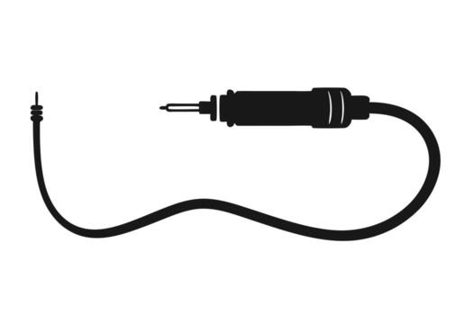 Sleek Black Soldering Iron with Flexible Cord Isolated on White Background Minimalist Electronics Tool Image vector