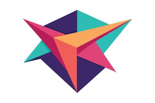 Vibrant Abstract Geometric Design Colorful Polygons Intertwining in a Dynamic Composition on White Background - Professional digital artwork with vibrant colors and detailed composition vector