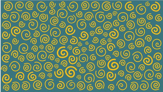 Yellow spiral seamless pattern with green background and texture vector