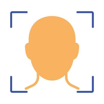 facial reconocimiento escanear icono. biométrico identificación sistema para seguridad y identidad verificación. sencillo cara carné de identidad símbolo. vector