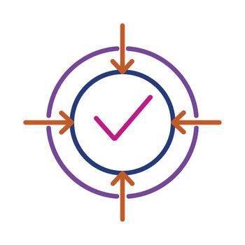 exitoso objetivo logro icono con un objetivo y cheque marca. un símbolo para un terminado misión, enfocar, y validado objetivos vector