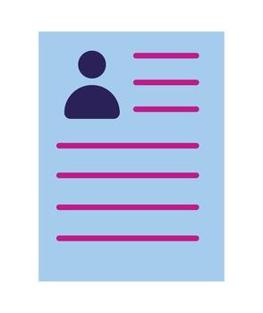 User profile icon on a document. Represents a resume, CV, or job application form. Simple flat illustration for HR and recruitment. vector