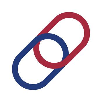 sencillo icono de dos entrelazado cadena Enlaces. un símbolo para conexión, camaradería, y un fuerte negocio relación. vector