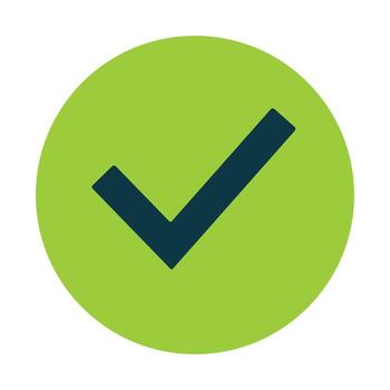 Green check mark icon in a circle. A simple symbol for approval, success, and confirmation. Flat design for web and apps. vector
