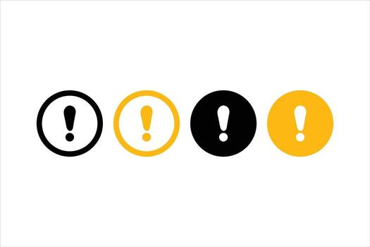 Caution alarm icons set. Danger, attention, yellow and black fatal error message element, exclamation mark of warning attention. vector