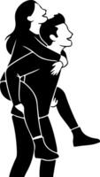 Man giving piggyback ride to woman vector