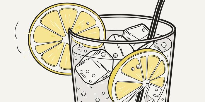 Refreshing lemonade with lemon slices vector