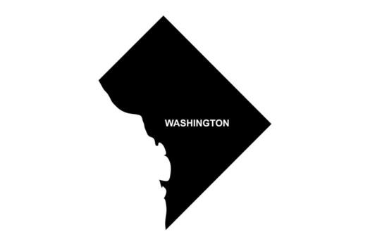 Washington DC silhouette map graphic with clean transparent background for design use vector