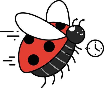 Ladybug with clock vector