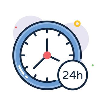 24h service icon symbolizing round the clock shopping and support. vector