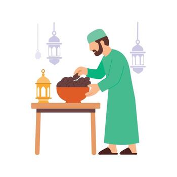 Arranging Dates, Preparing dates for Iftar meals vector