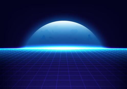 Universe communication wave signal. Global digital networking. Perspective grid and space technology vector