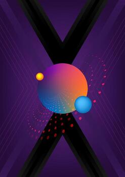 Planet poster retro design. Abstract background and sphere shape. Space gravity science concept vector