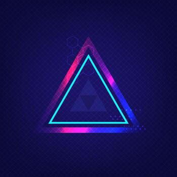 Triangle sign cyberspace glowing. Abstract science technology shape. Prism background vector