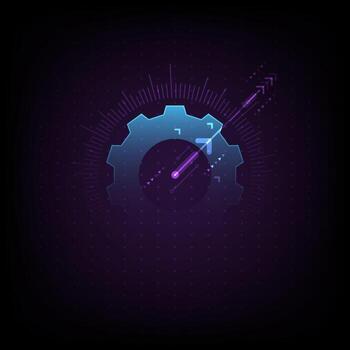 Gear symbol mechanical concept. Engineering technology background. Game meter speed vector
