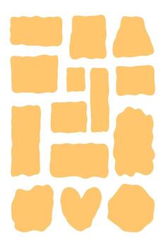 yellow liquid shapes. Organic blobs. Hand drawn fluid bubbles. wavy spots, box set for comment text vector