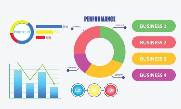 infographic business performance elements, simple design report illustration vector