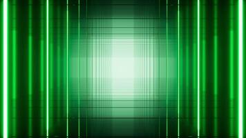 verde neón túnel fondo, resumen y tecnología concepto, 3d representación. video