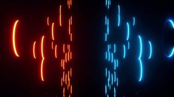lutning neon tunnel och ljus bakgrund, abstrakt och teknologi begrepp, 3d tolkning. video