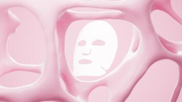 ansiktsbehandling mask och porös skelett- ramverk bakgrund, 3d tolkning. video