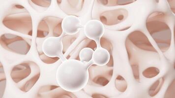 bianca molecole e poroso scheletrico struttura sfondo, 3d resa. video