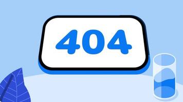 un suave mínimo flotante 404 página diseño con azul y blanco colores, retratar un ligero aireado sensación de desaparecido contenido en ciberespacio video