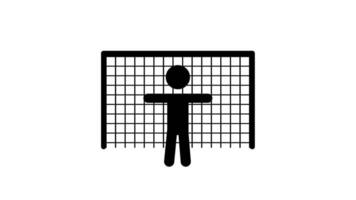 A goalkeeper stands firm in front of the net, ready to block and protect the goal from incoming shots during an intense soccer game video