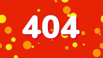 brillante naranja burbujas rodear el 404 error texto, simbolizando divertido, energía, y juguetón ruptura dentro el digital hojeada viaje en línea video