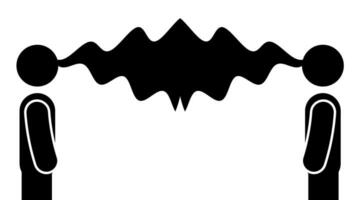 två människor ansikte varje Övrig medan ljud vågor strömma mellan dem, representerar kommunikation, dialog, och de grundläggande utbyta av idéer video