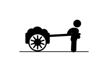 en person drar en tung vagn, symboliserar arbetskraft, ansträngning, och de bestående ansvar genom ensam medan strävan framåt- med bestämning video