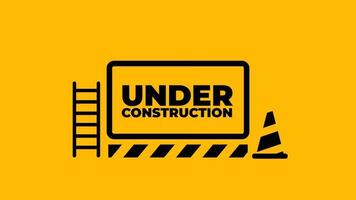 en ramverk illustration med under konstruktion text och koner understryker restriktion, säkerhet, och pågående arbete i aktiva webbplats miljöer video