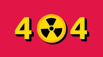 das radioaktiv Gefahr Symbol ersetzt das Null im ein 404 Error Design, Hervorheben Achtung, Warnung, und nicht verfügbar Inhalt online video