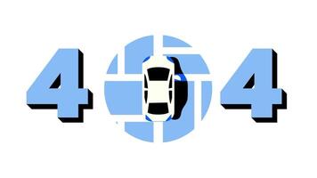 en parkering massa tema visar en bil ikon mellan 404 siffror, symboliserar de spela teater av stoppa och de otillgänglighet av webb destinationer uppkopplad video
