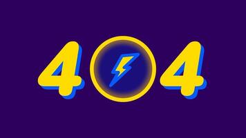un brillante relámpago tornillo formas el central parte de un 404 error mensaje, representando energía, fuerza, y ruptura dentro el digital hojeada experiencia video