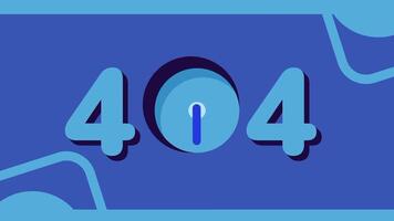 un 404 error pantalla presentando un tictac reloj a sus centro, representando vano hora y retrasos causado por roto o desaparecido web contenido video