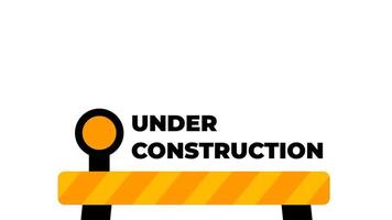 ett under konstruktion skylt med djärv text och barriär understryker säkerhet, varning, och begränsad tillgång i arbete miljöer eller projekt webbplatser video
