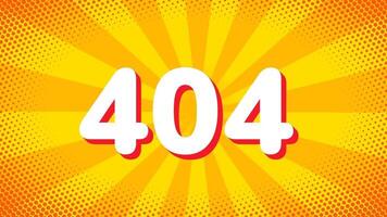 un brillante rayos de sol antecedentes Destacar el 404 error dígitos, representando radiante energía y juguetón énfasis en un desaparecido web página conexión video