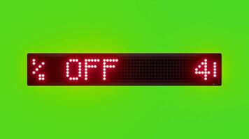40 Percent OFF Scrolling Red Dot Matrix LED Text Animation on Green Screen Seamless Loop video