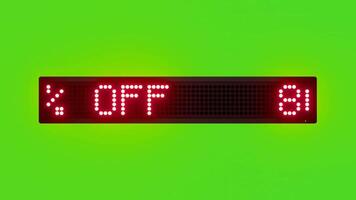 80 Percent OFF Scrolling Red Dot Matrix LED Text Animation on Green Screen Seamless Loop video
