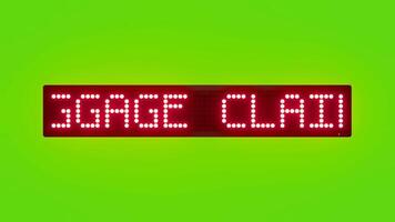 BAGGAGE CLAIM AVAILABLE AT BELT NUMBER Scrolling Red Dot Matrix LED Text Animation on Green Screen Seamless Loop video