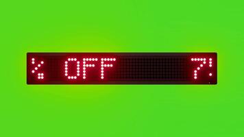75 Percent OFF Scrolling Red Dot Matrix LED Text Animation on Green Screen Seamless Loop video