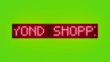 BEYOND SHOPPING BEYOND LUXURY Scrolling Red Dot Matrix LED Text Animation on Green Screen Seamless Loop video