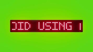 undvika använder sig av bankomat i isolerat områden på natt rullning röd punkt matris led text animering på grön skärm sömlös slinga video