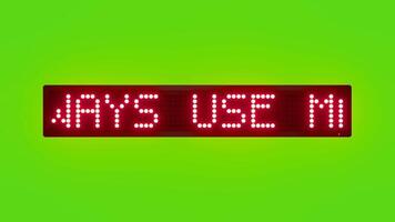 ALWAYS USE MARKED AND APPROVED ROUTES Scrolling Red Dot Matrix LED Text Animation on Green Screen Seamless Loop video