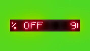 90 Percent OFF Scrolling Red Dot Matrix LED Text Animation on Green Screen Seamless Loop video