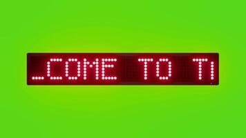 WELCOME TO TAJIKISTAN Scrolling Red Dot Matrix LED Text Animation on Green Screen Seamless Loop video