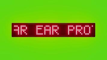 WEAR EAR PROTECTION IN HIGH NOISE AREAS Scrolling Red Dot Matrix LED Text Animation on Green Screen Seamless Loop video