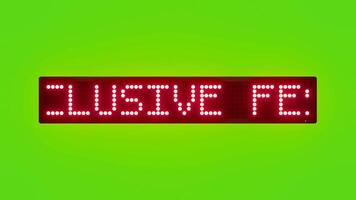 EXCLUSIVE FESTIVE OFFERS Scrolling Red Dot Matrix LED Text Animation on Green Screen Seamless Loop video